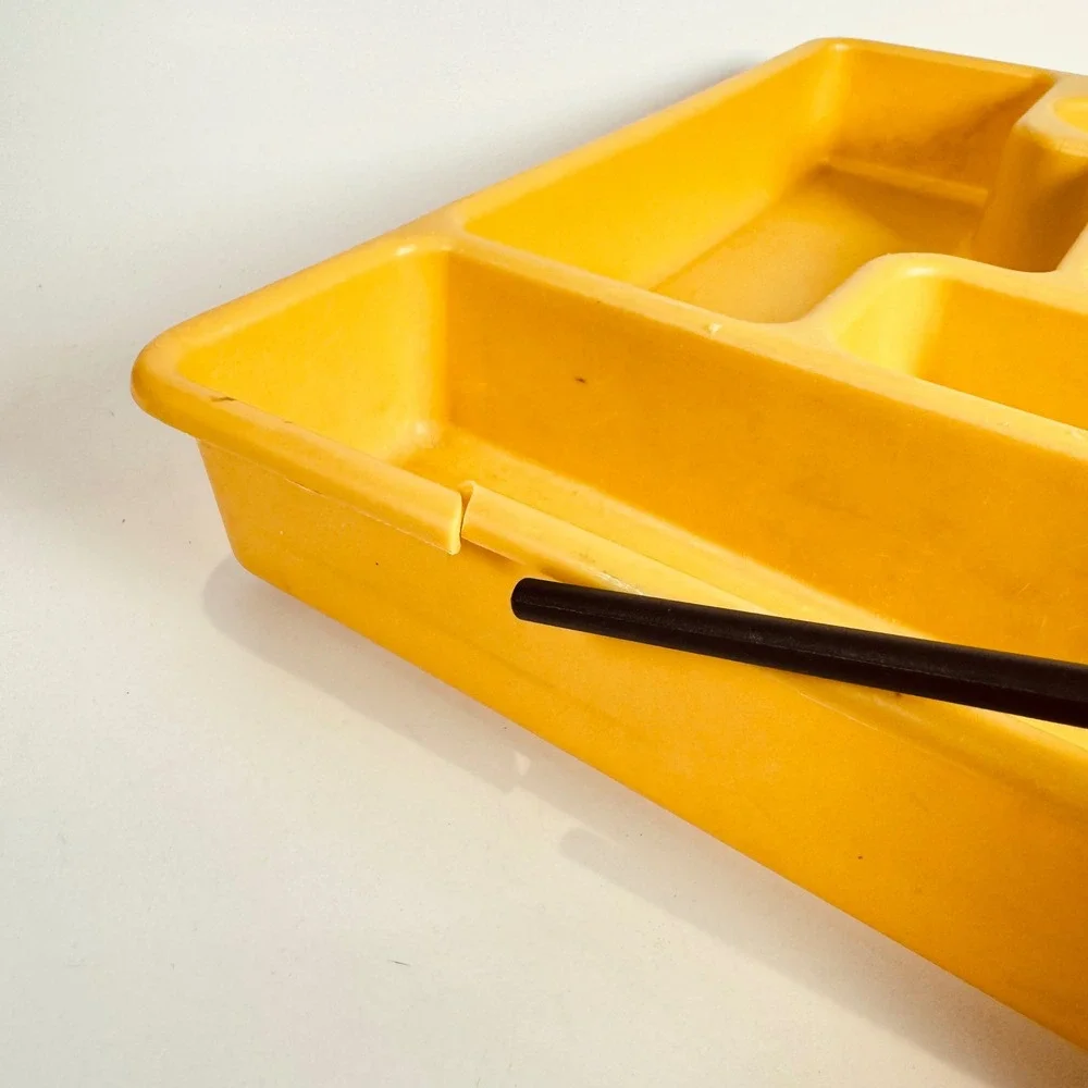 Vintage Rubbermaid Silverware Drawer Organizer Yellow Harvest Gold Plastic Tray